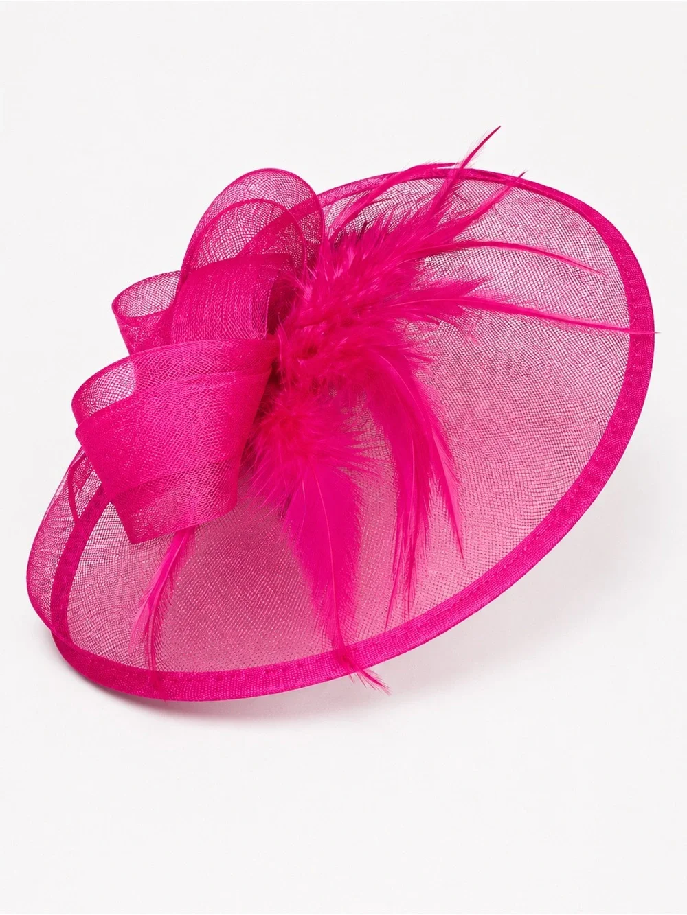 Fuscia Fascinator Hat with Feather Detail - Women Accessories